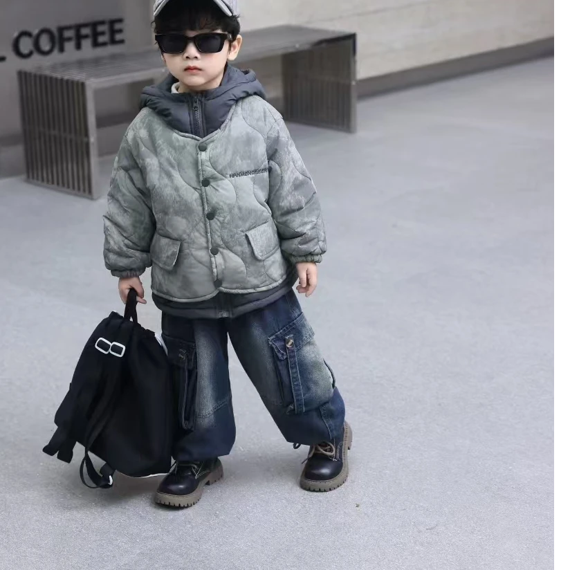 棉衣大童棉衣儿童女童男童加绒加厚韩版冬季