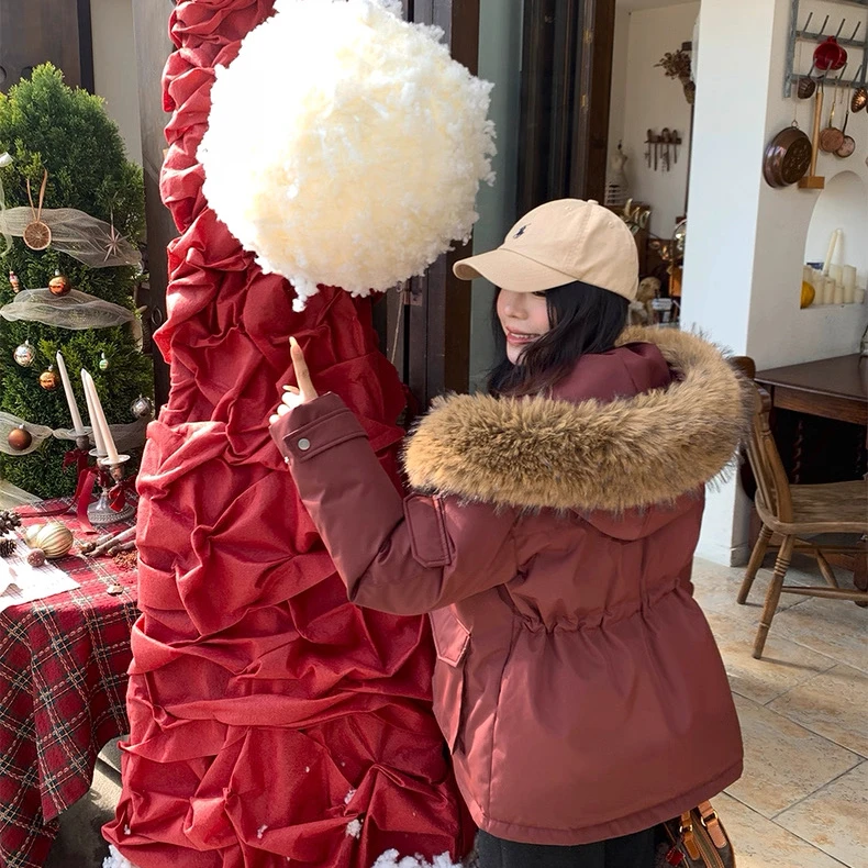 新年战袍熙家小个子派克服羽绒服女冬装白鸭绒新款短款外套保暖服