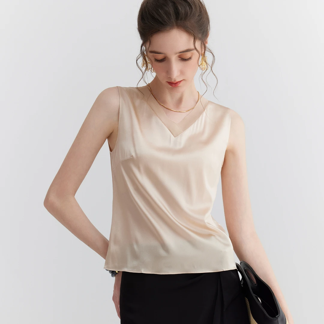 桑蚕丝V领气质女式背心25DAK0497