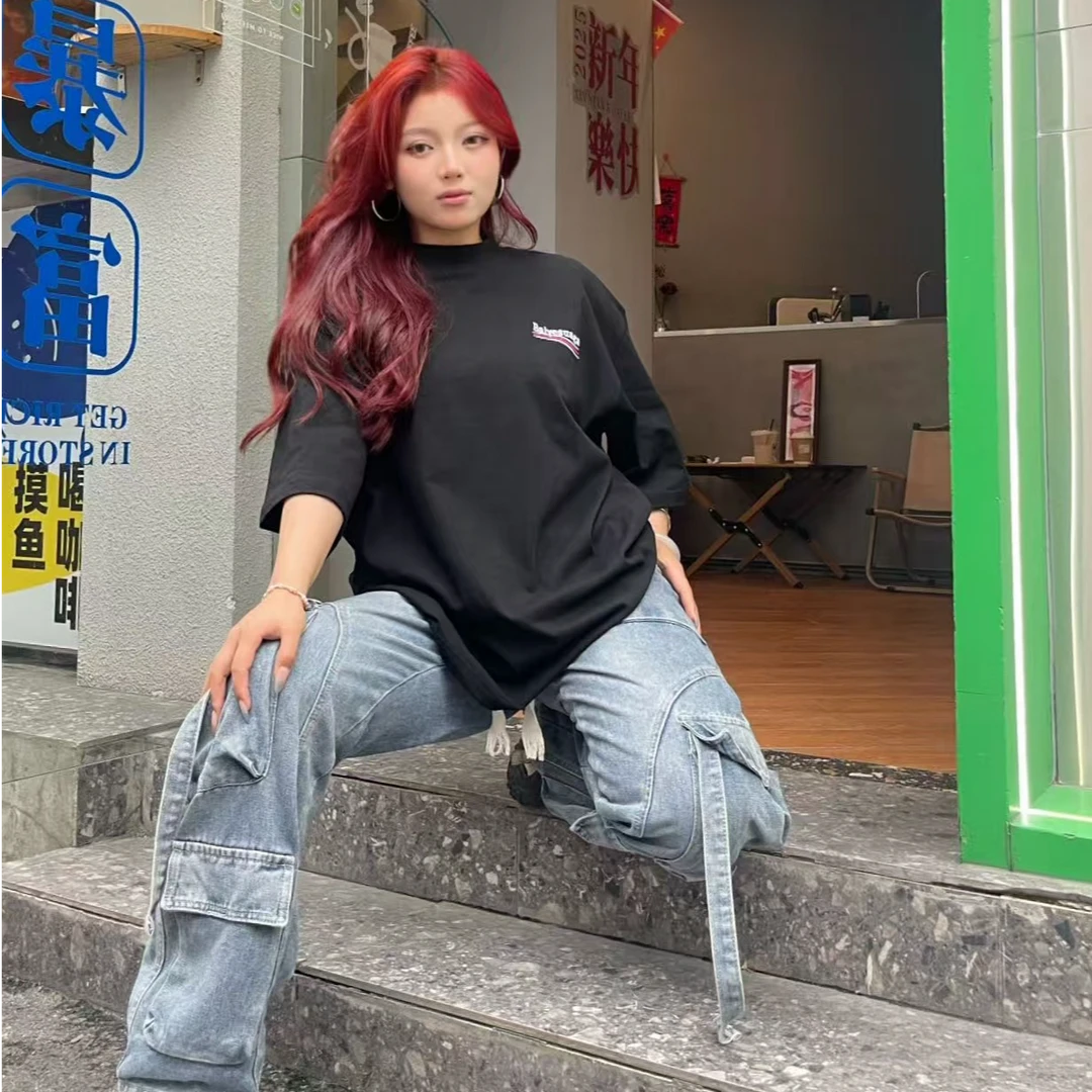 【BJ2011-1复刻】21宽松版T恤男女百搭版型刺绣对标对版情侣