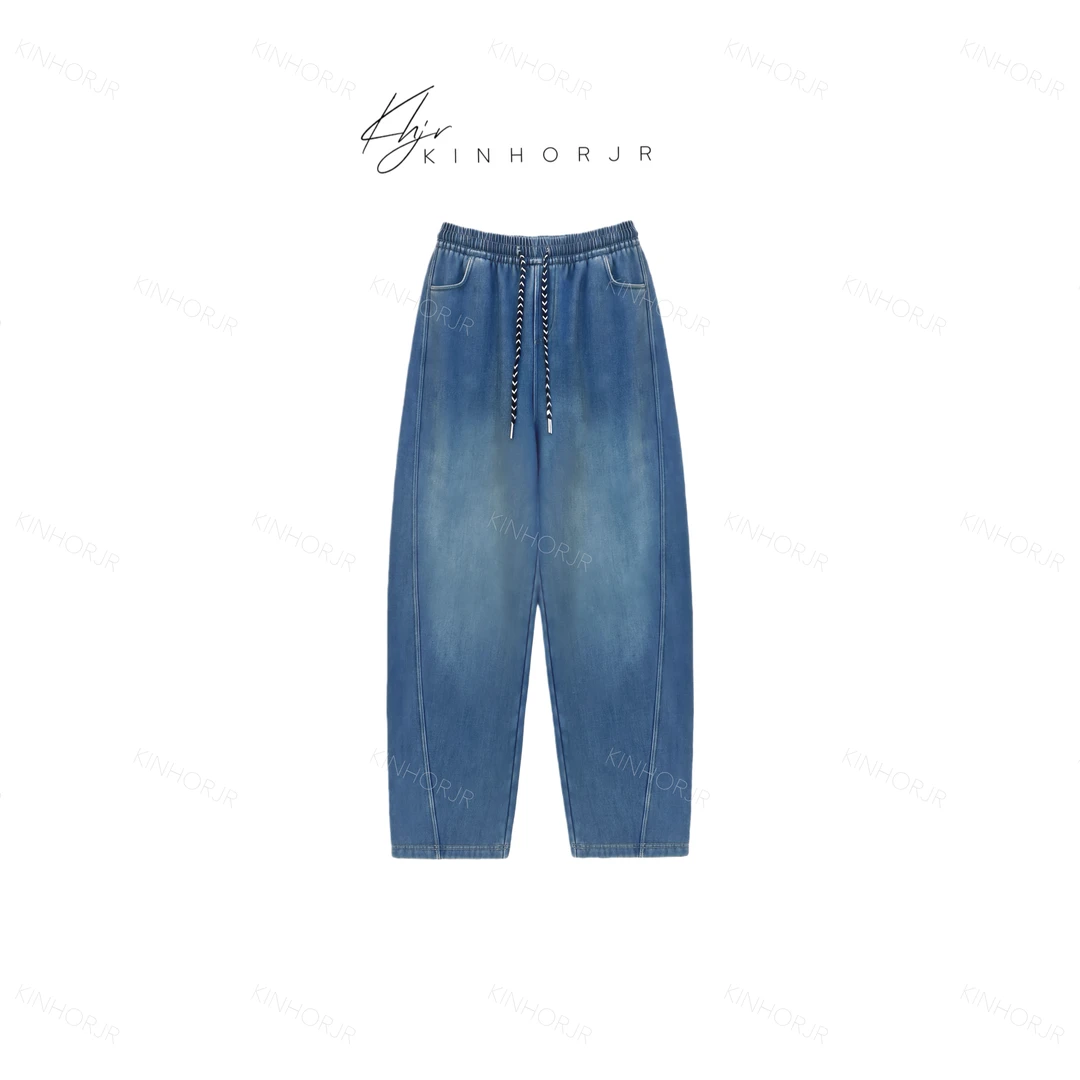 KHJR/超柔水洗牛仔 软到爆！25冬新款加绒加厚重工酵洗牛仔休闲裤