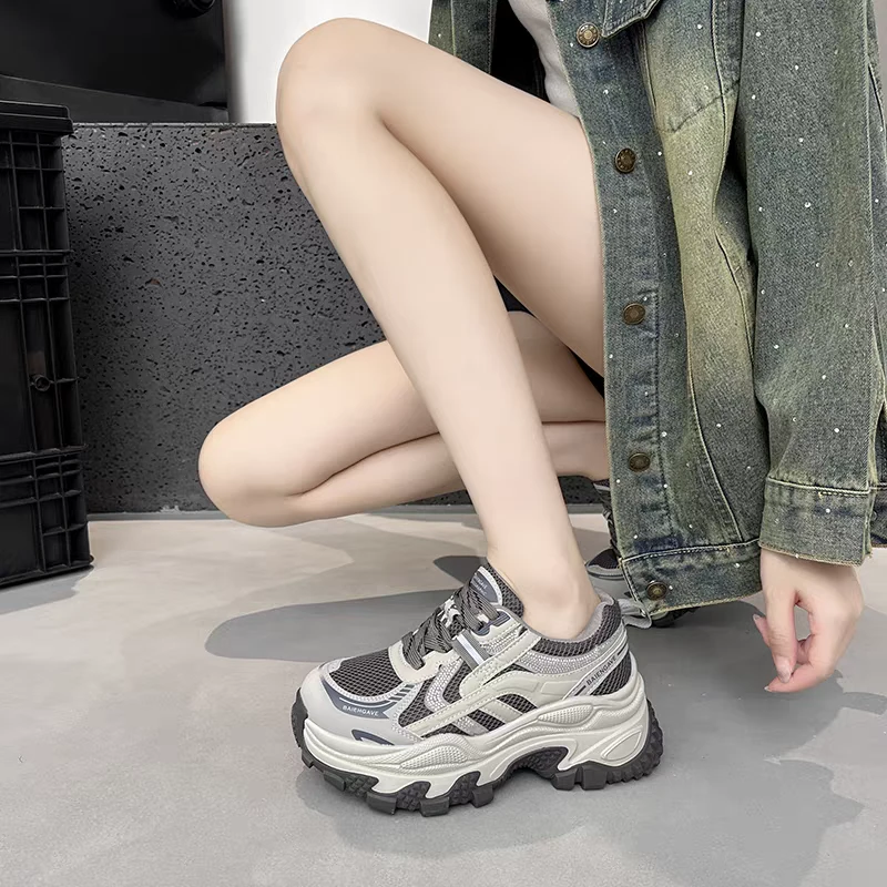 D25636【宋茜同款】厚底老爹鞋增高鞋时尚系带运动鞋