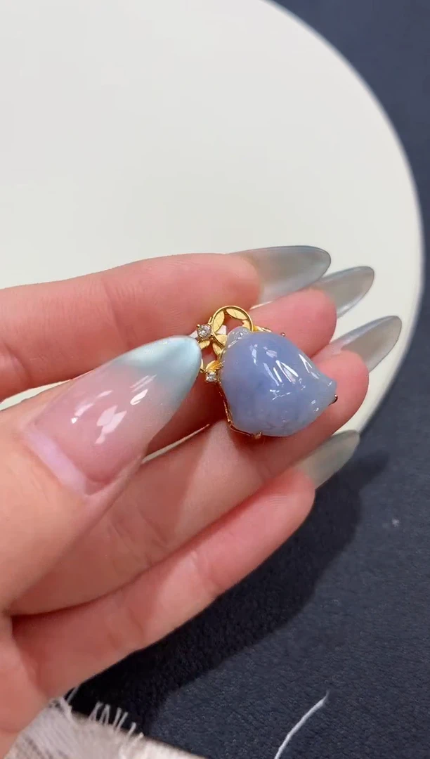 吊坠(不含链)银S925镶嵌翡翠吊坠