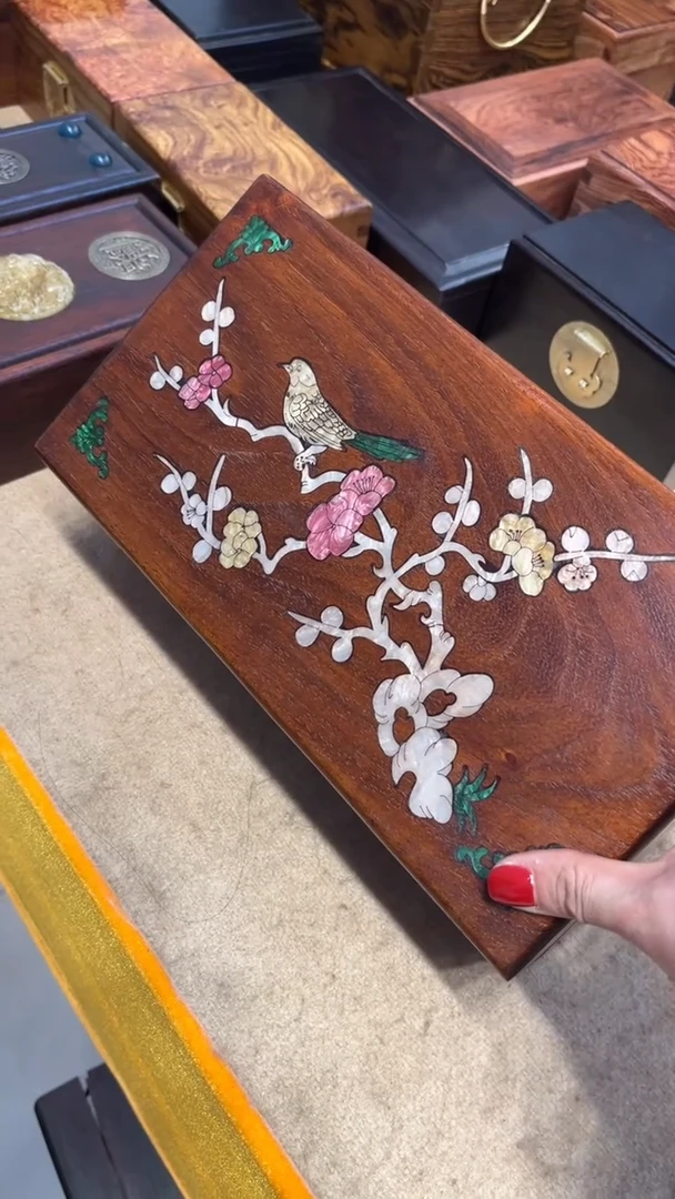 【闪购商品】木喜鹊登梅螺钿首饰盒