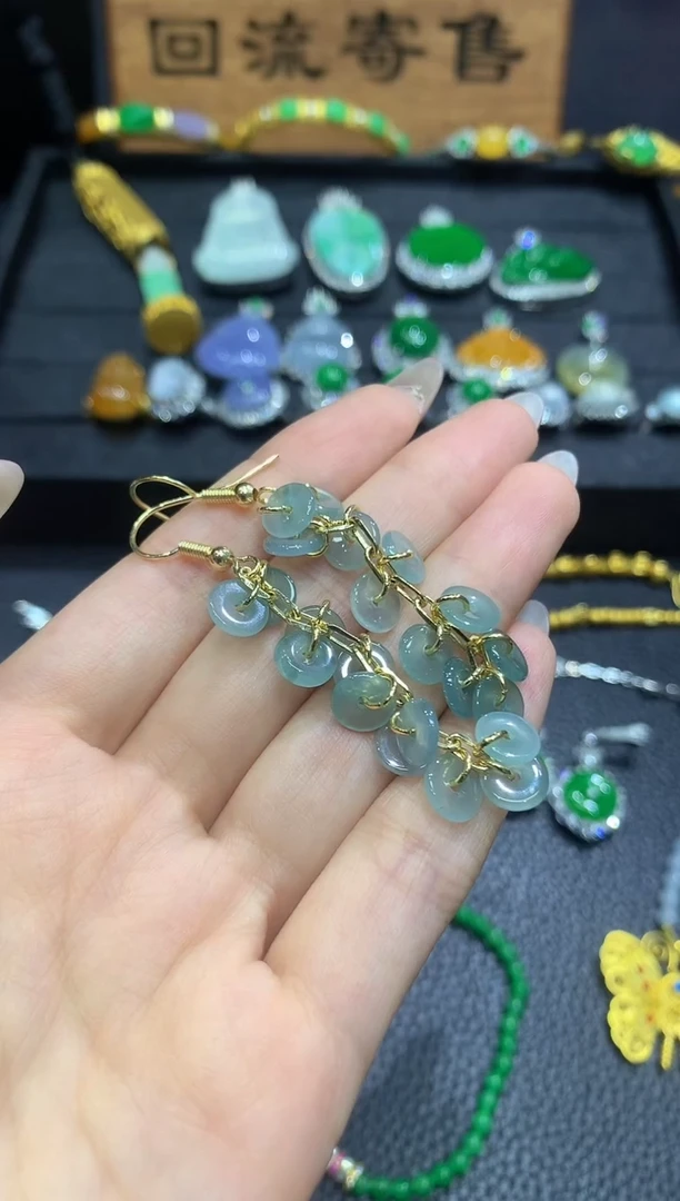 未镶嵌翡翠耳饰2不含链随机发货1件