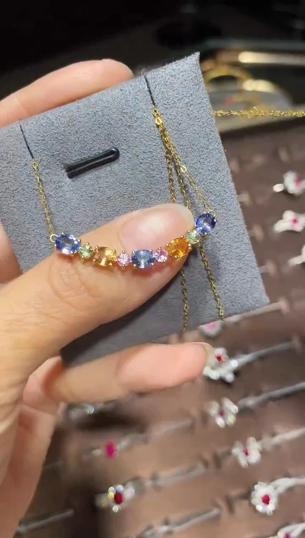 项链蓝宝石18K金镶嵌1
