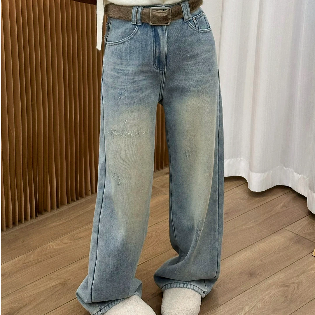 武汉蔓姐【直筒】冬季重工细闪加绒窄版直筒裤裤长102公分左右9606#