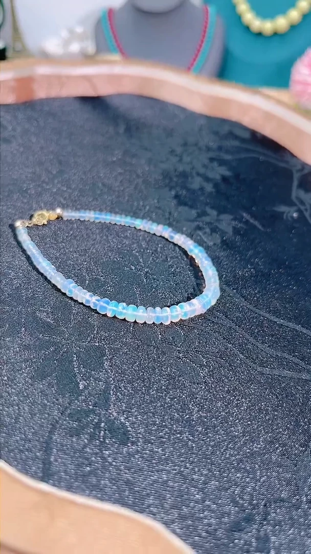 欧泊银S925镶嵌手链白129