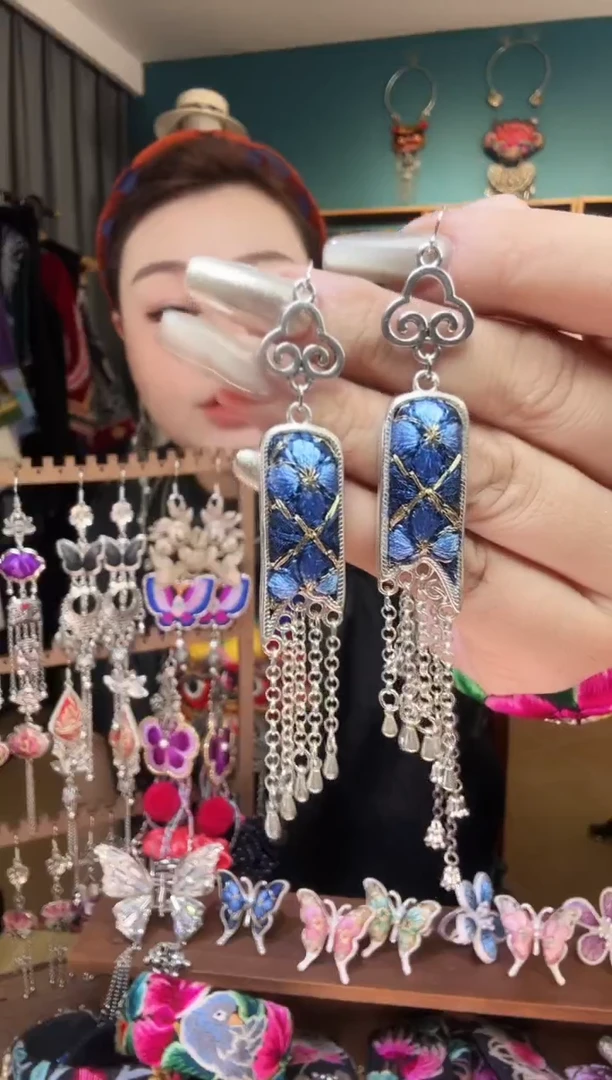 刺绣纯手工民族风刺绣耳环