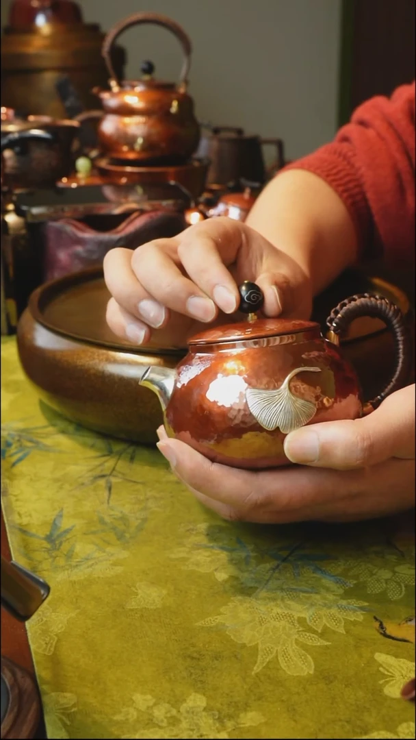 紫铜千秋大叶银嘴泡茶壶