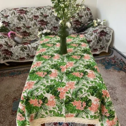 ZN130-8涤麻【130*180】涤麻加棉边桌布茶几布莫奈油画棉麻交织布