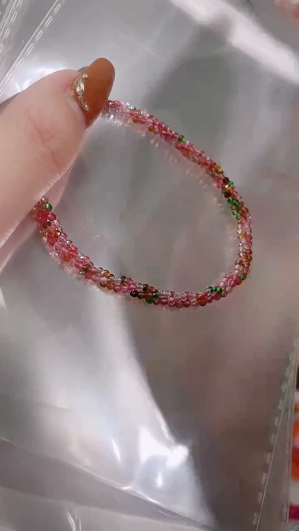 银S925镶嵌手链尖晶石粉彩麻花19.9