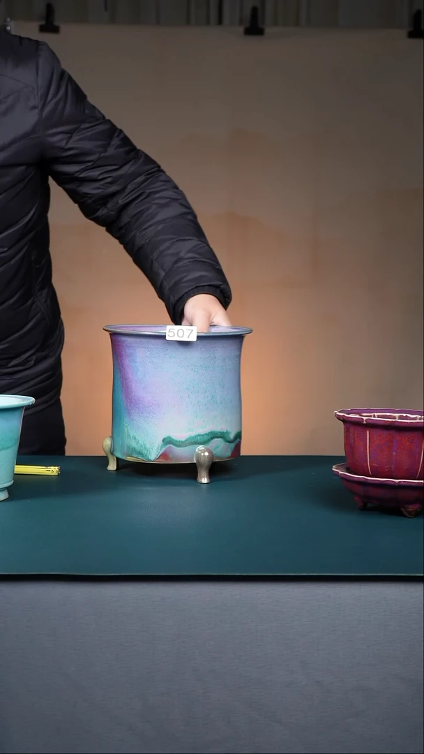 其他瓷t*y507号青绿釉三足盆