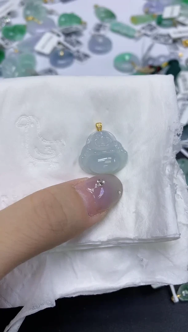 颈饰18K金镶嵌翡翠天然缅甸翡翠A货百元以上9元证书费自理