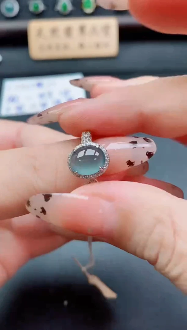 银S925镶嵌戒指翡翠1
