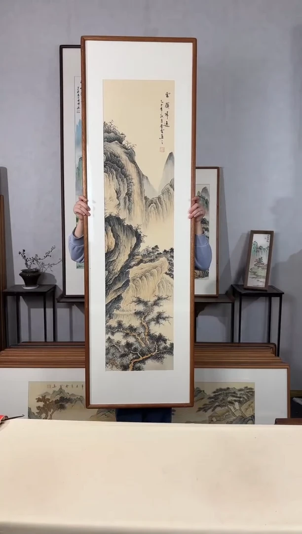 国画手绘*云岭归逸*52*172cm带框发货