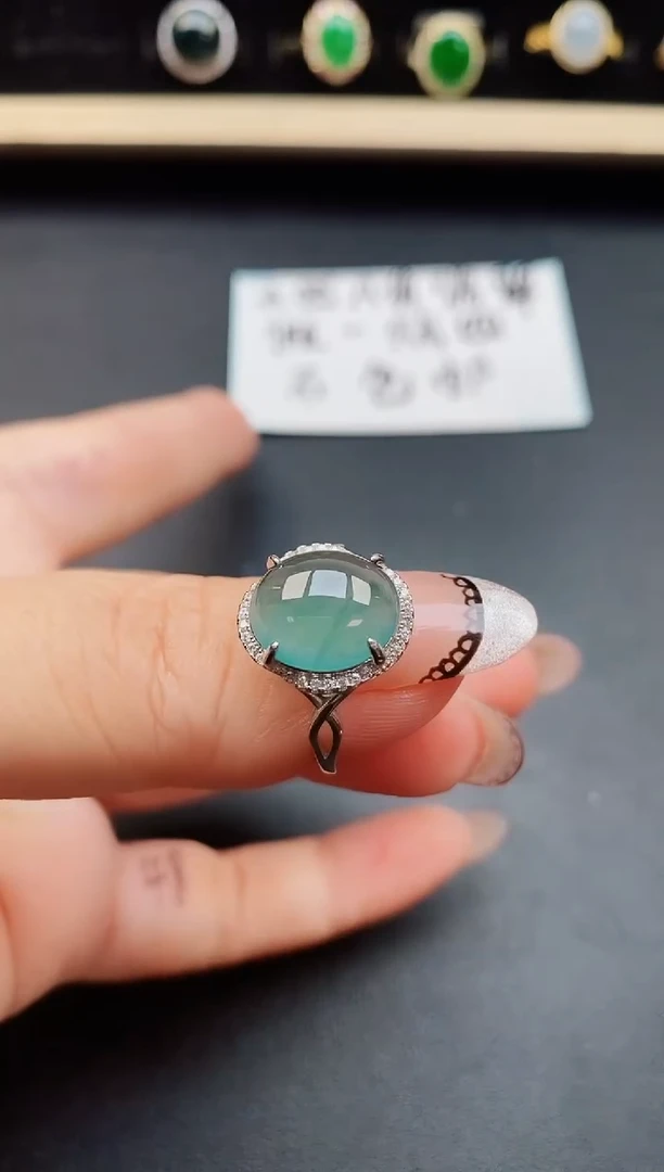 翡翠戒指银S925镶嵌0805