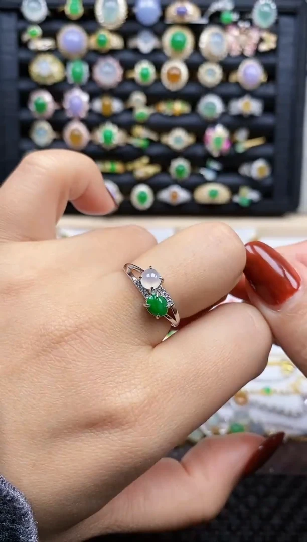 银S925镶嵌戒指翡翠290