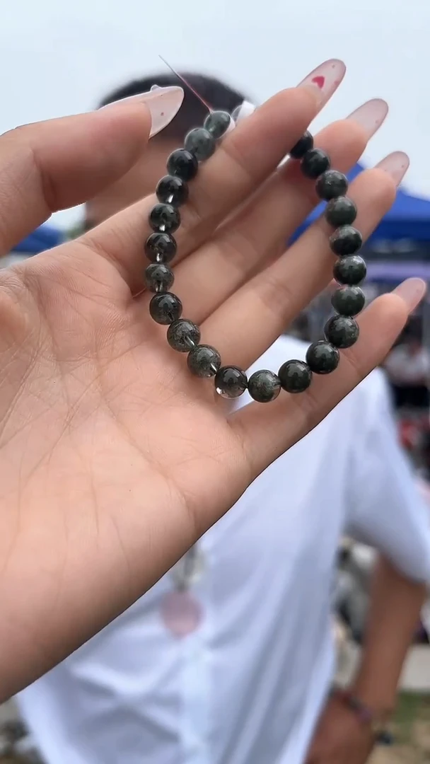 绿水晶手链未镶嵌天然绿幽灵手串多样性发一7mm
