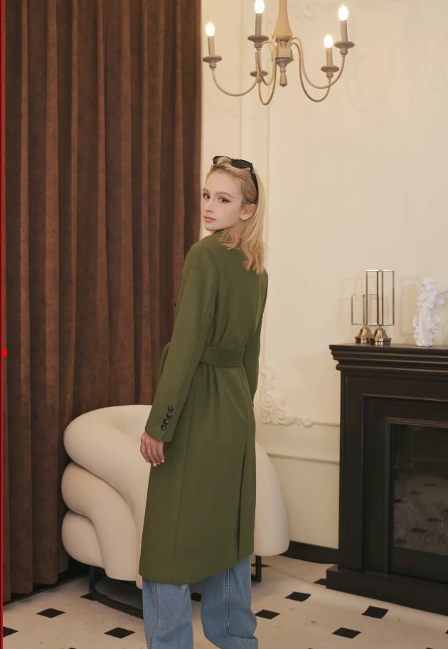 【丹麦贵族】秋冬法式简约水波纹双面呢大衣EBWMYC882979