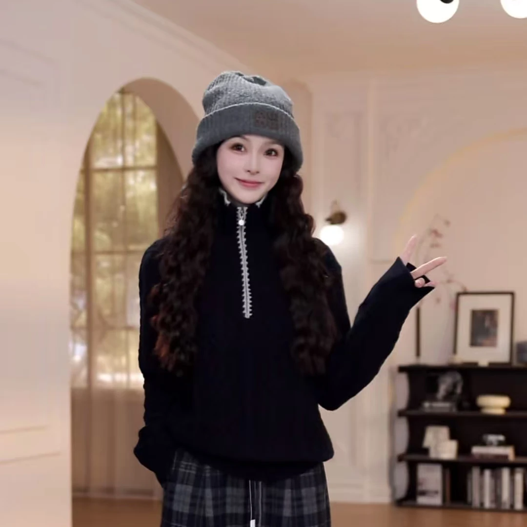 【YANYAN】高领半拉链毛衣女秋冬慵懒风长袖针织衫YY-9349