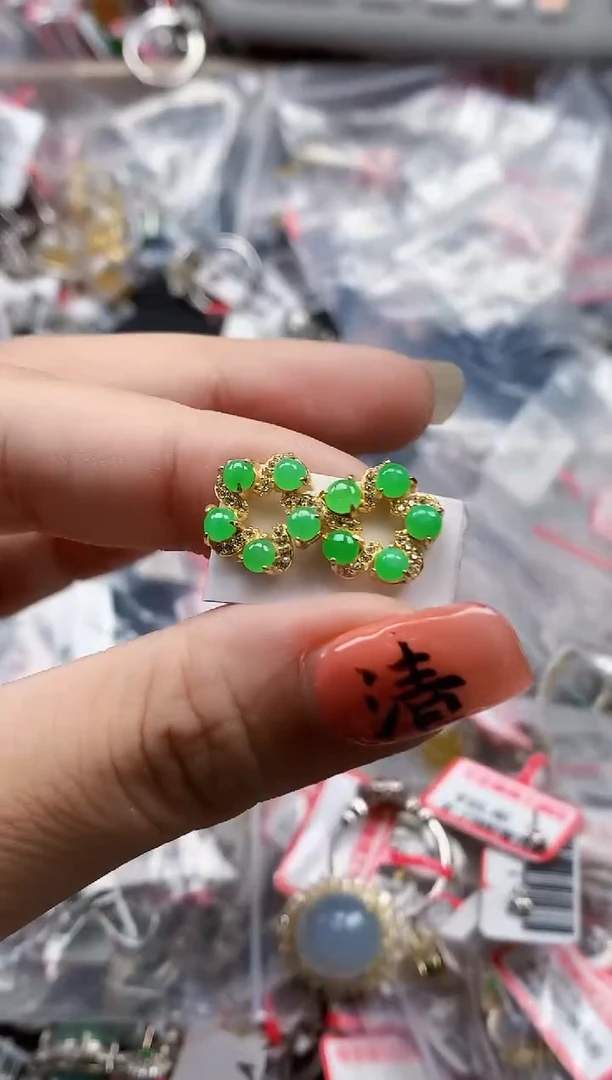 银S925镶嵌戒指翡翠天然A货缅甸翡翠