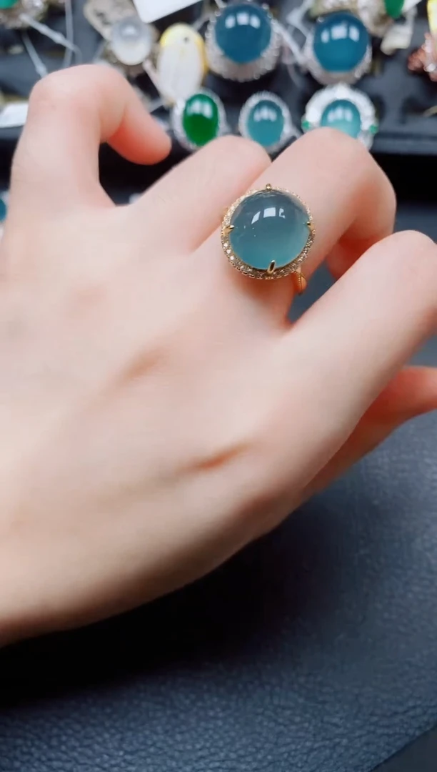 银S925镶嵌戒指翡翠翡翠