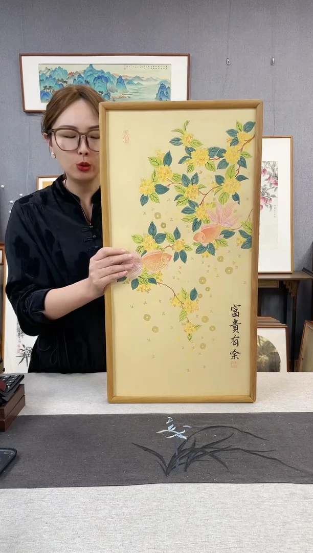 【闪购商品】国画唐以宁-纯手绘带框作品-35*68-桂花