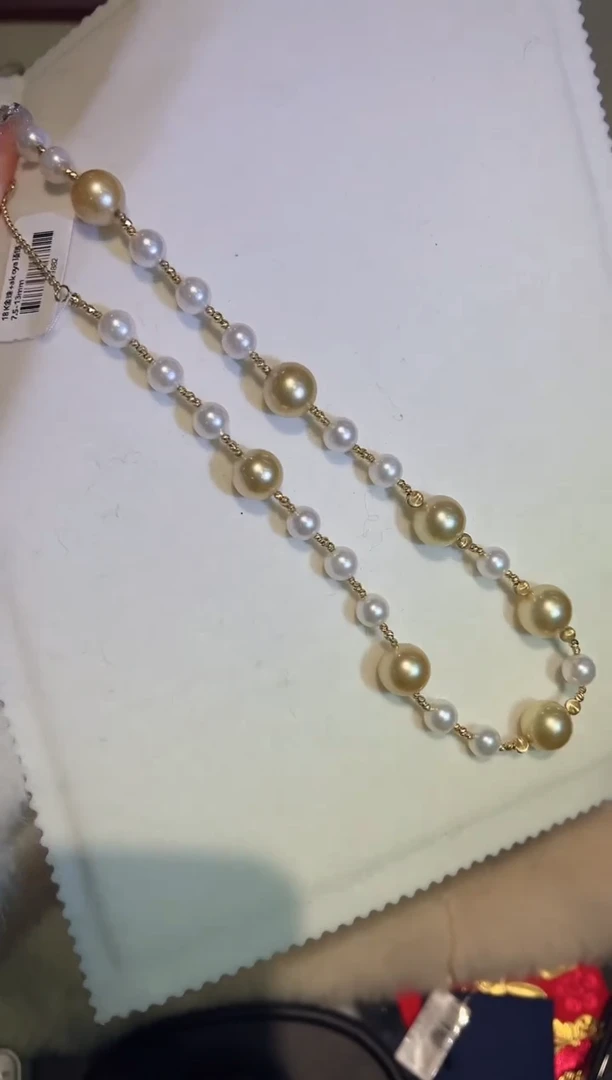 【闪购商品】海水珍珠项链18K金镶嵌双珠项链zzxm