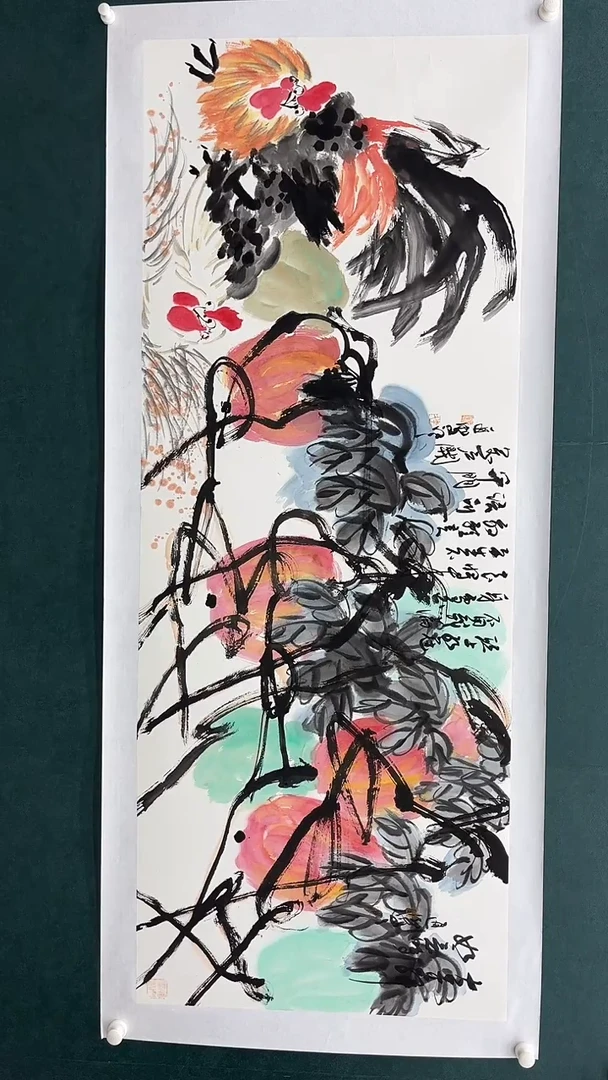 国画李进潮-12平尺-花鸟-送书法