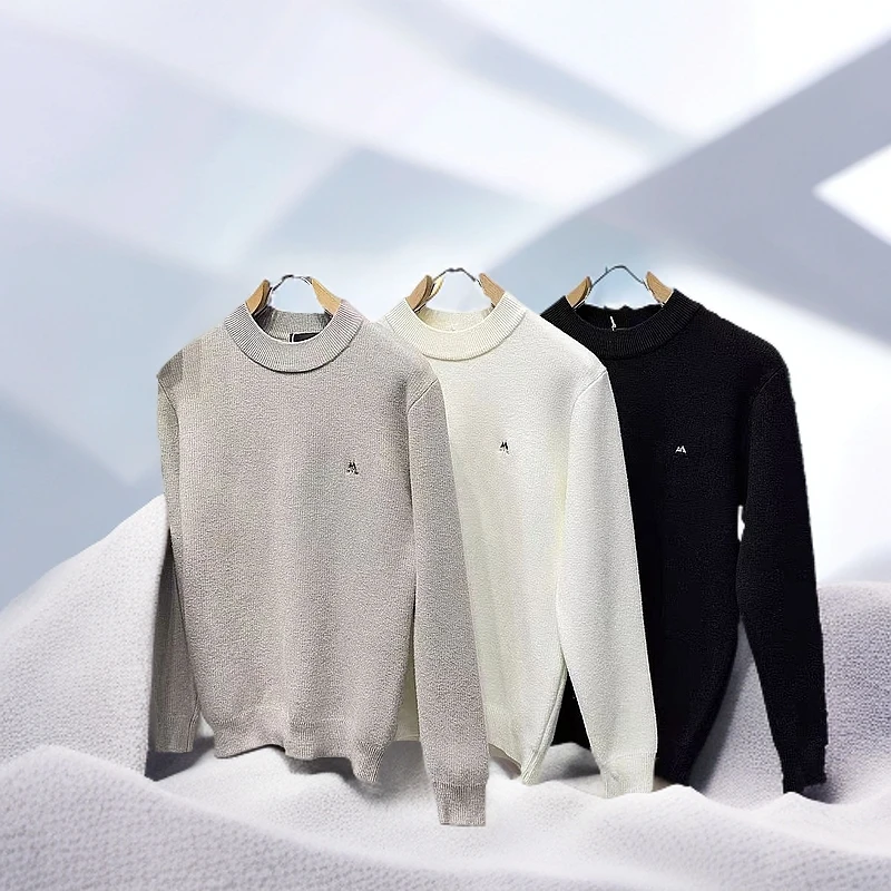 加绒针织衫一体绒圆领毛衣男生秋冬加厚加绒保暖套头休闲毛衫男装