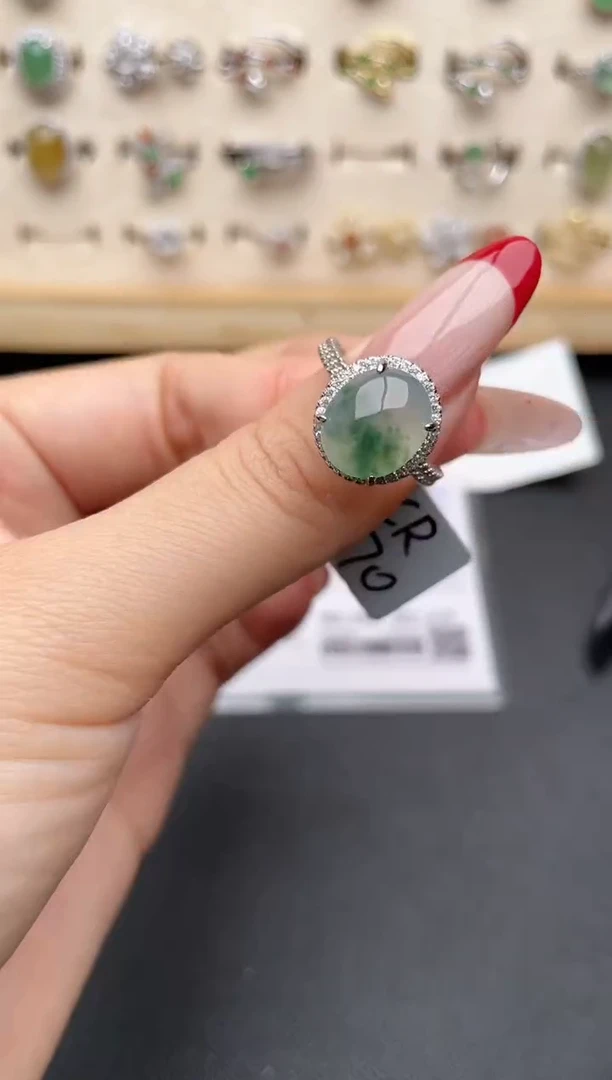 【闪购商品】翡翠戒指银S925镶嵌一物一证一礼盒