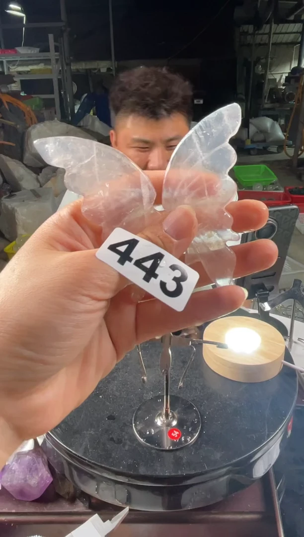 未镶嵌发晶大型摆件（非配饰）粉水晶蝴蝶443