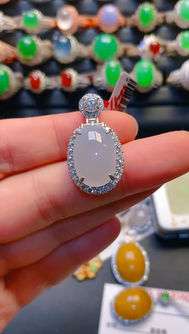 银S925镶嵌戒指翡翠天然