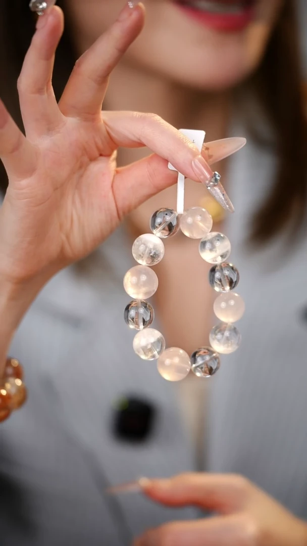 未镶嵌手串水晶粉水晶 白幽灵