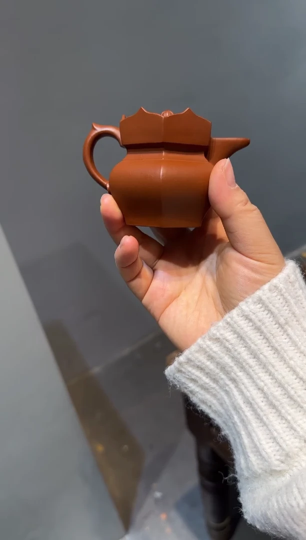 茶壶紫砂背***阳朱泥小僧帽 90ml