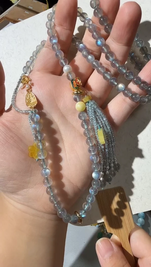 蜜蜡项链未镶嵌蜜蜡月光石项链