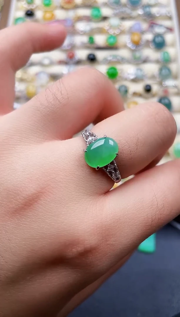 银S925镶嵌戒指翡翠72