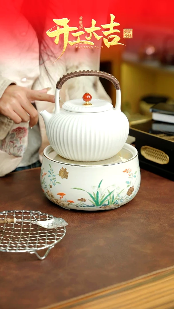 【闪购商品】莺歌烧灵竹陶壶套装一个莺歌烧套装一个