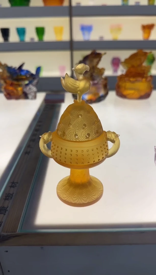 手工艺品琉璃冠斑犀鸟香炉