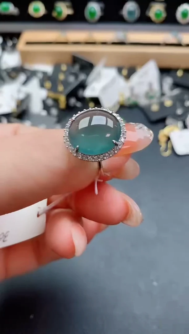 银S925镶嵌戒指翡翠1