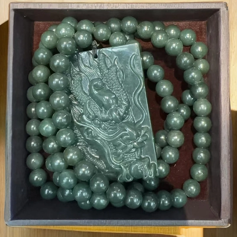 【抖音质检发货出具证书正品保真】天然和田玉龙牌+108链+貔貅把件