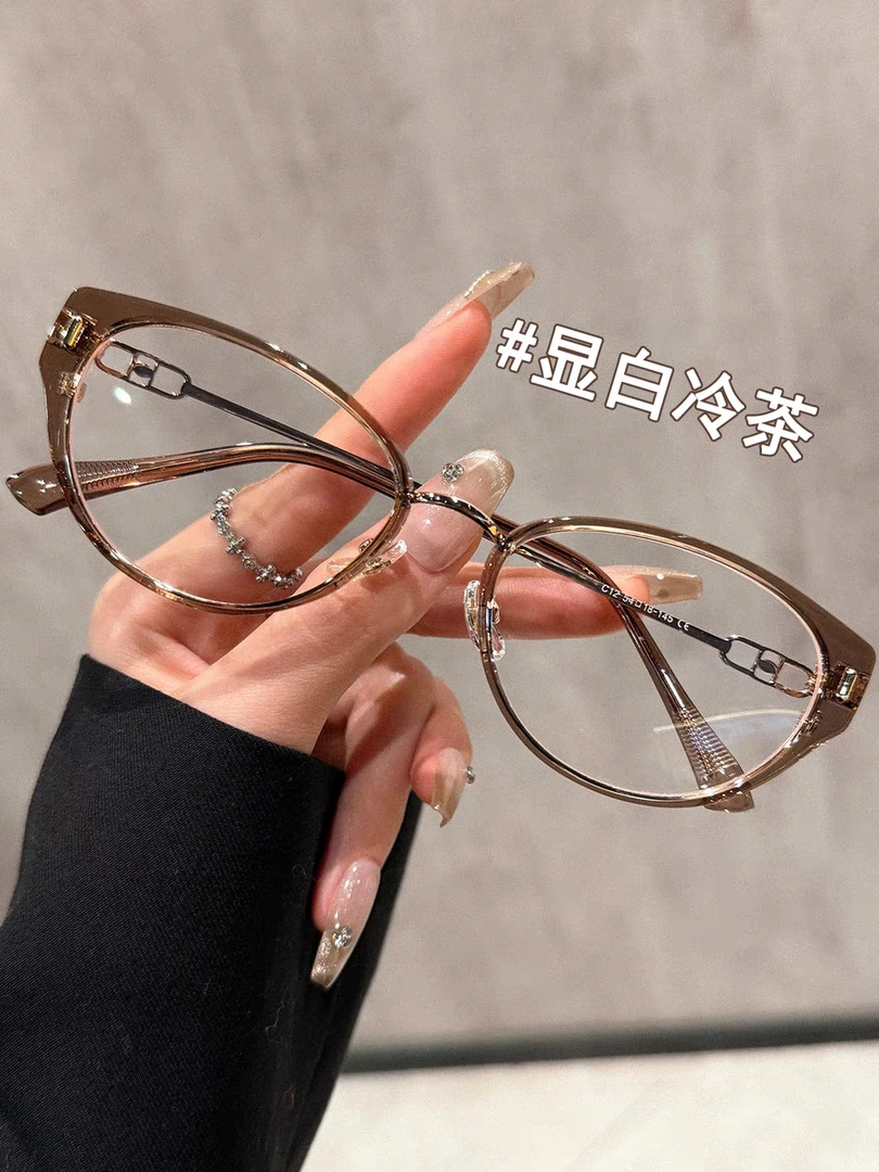 【16号】高级感气质猫眼大框眼镜框女可配近视度数蓝光镜片显瘦镜框