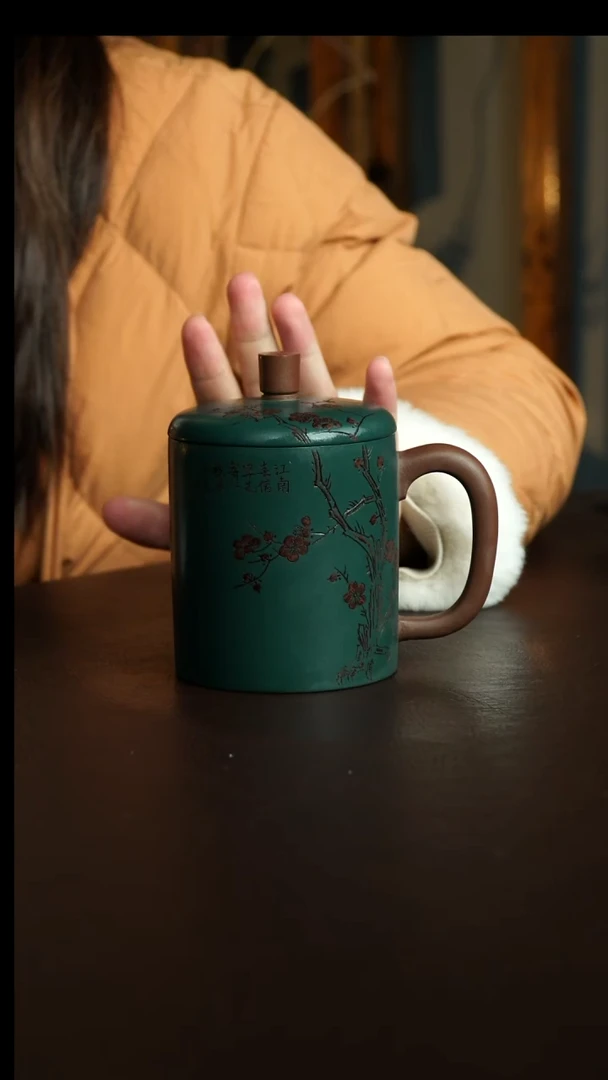 茶杯紫砂50号 梅花盖杯 宜兴紫砂原矿作品