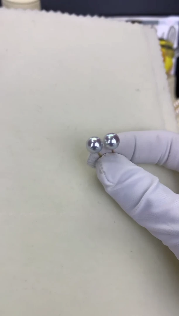 18K金镶嵌DA海水珍珠 GD145 7-8 真多麻耳钉