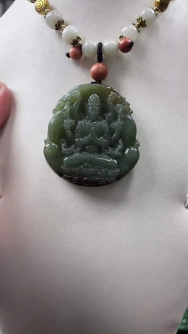 颈饰未镶嵌和田玉观音