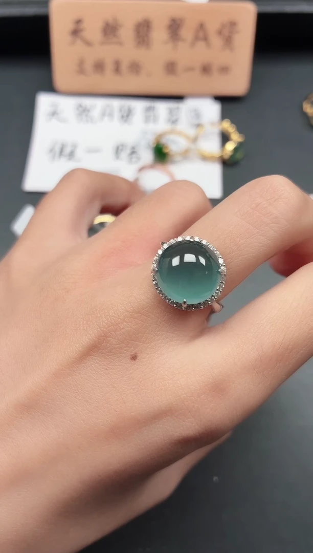 银S925镶嵌戒指翡翠111