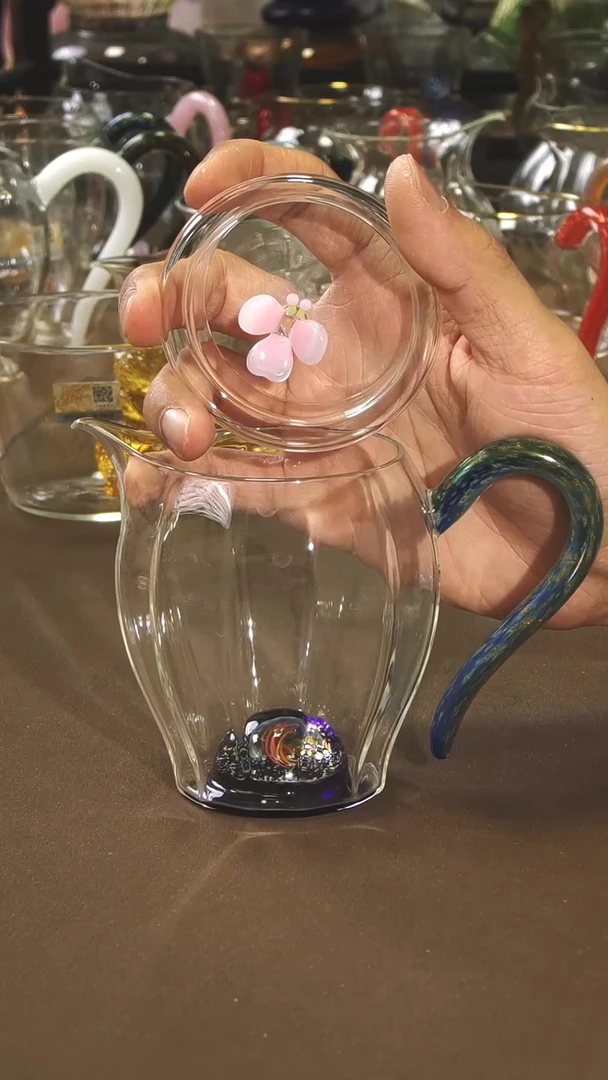 清源蓝水母星云加彩蝶优雅杯粉蝴蝶盖子配件