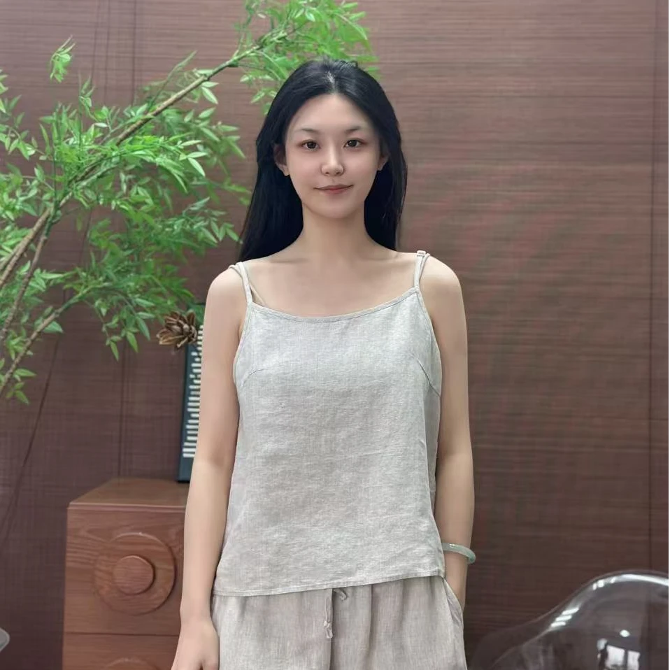 【可调衣长】100%汉麻女士打底吊带背心内搭宽松14支汉麻轻薄不贴身