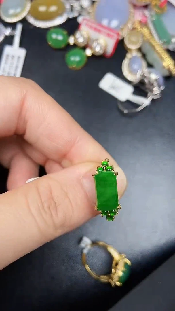 银S925镶嵌戒指翡翠3480